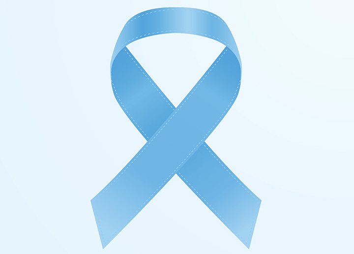Blå sløyfe som markerer oppmerksomhet om prostatakreft i november