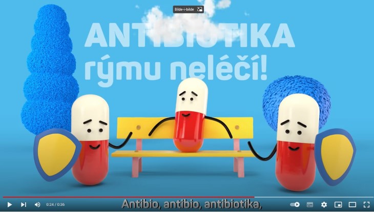 Fra video med tre animerte antibiotikapiller