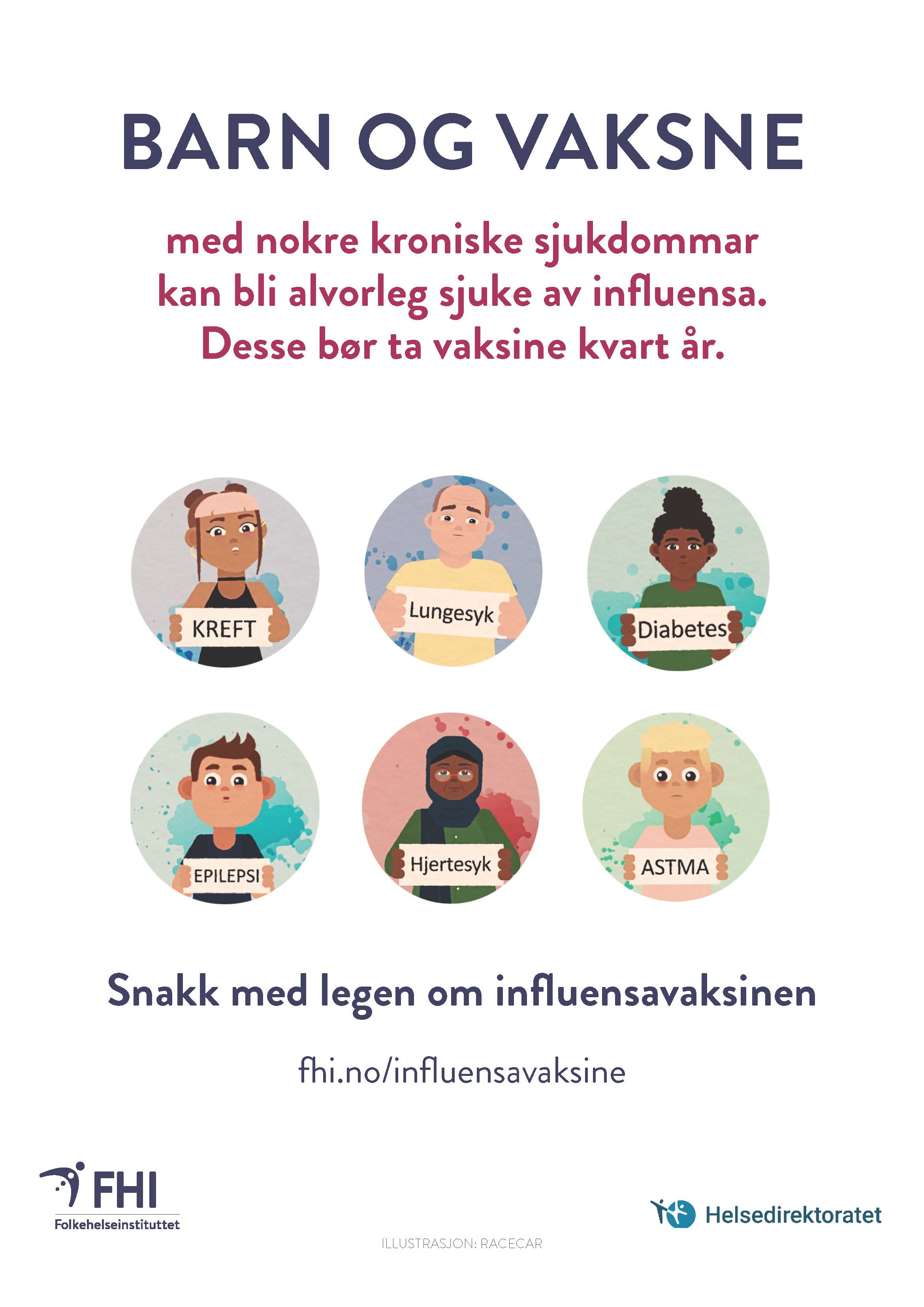 Plakat om influensavaksine til risikogrupper