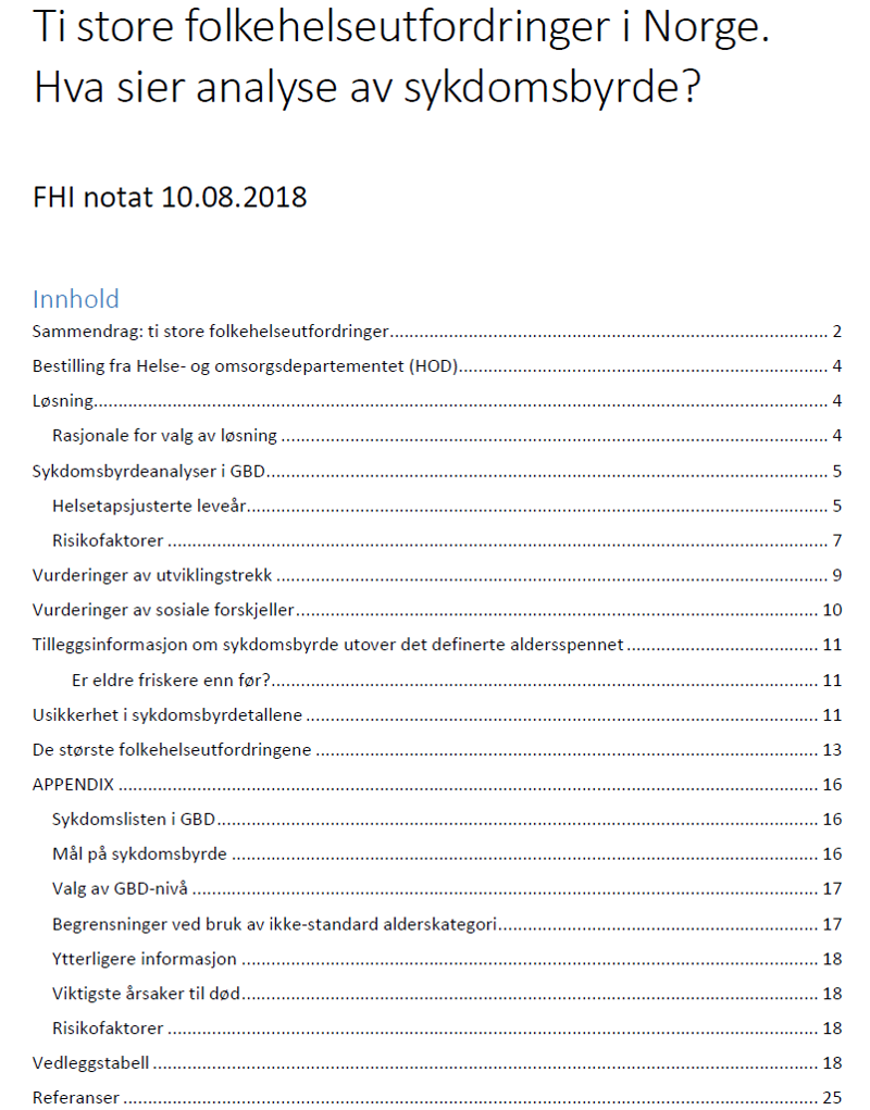 Forside ti store folkehelseutfordringer notat