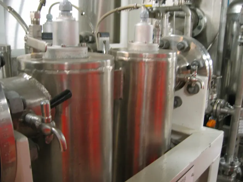 UV desinfection unit with sample ports making water sampling possible right before and after desinfection. Photo: NIPH - Eyvind Andersen