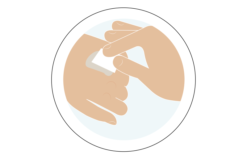 illustrasjon av desinfeksjon av hud